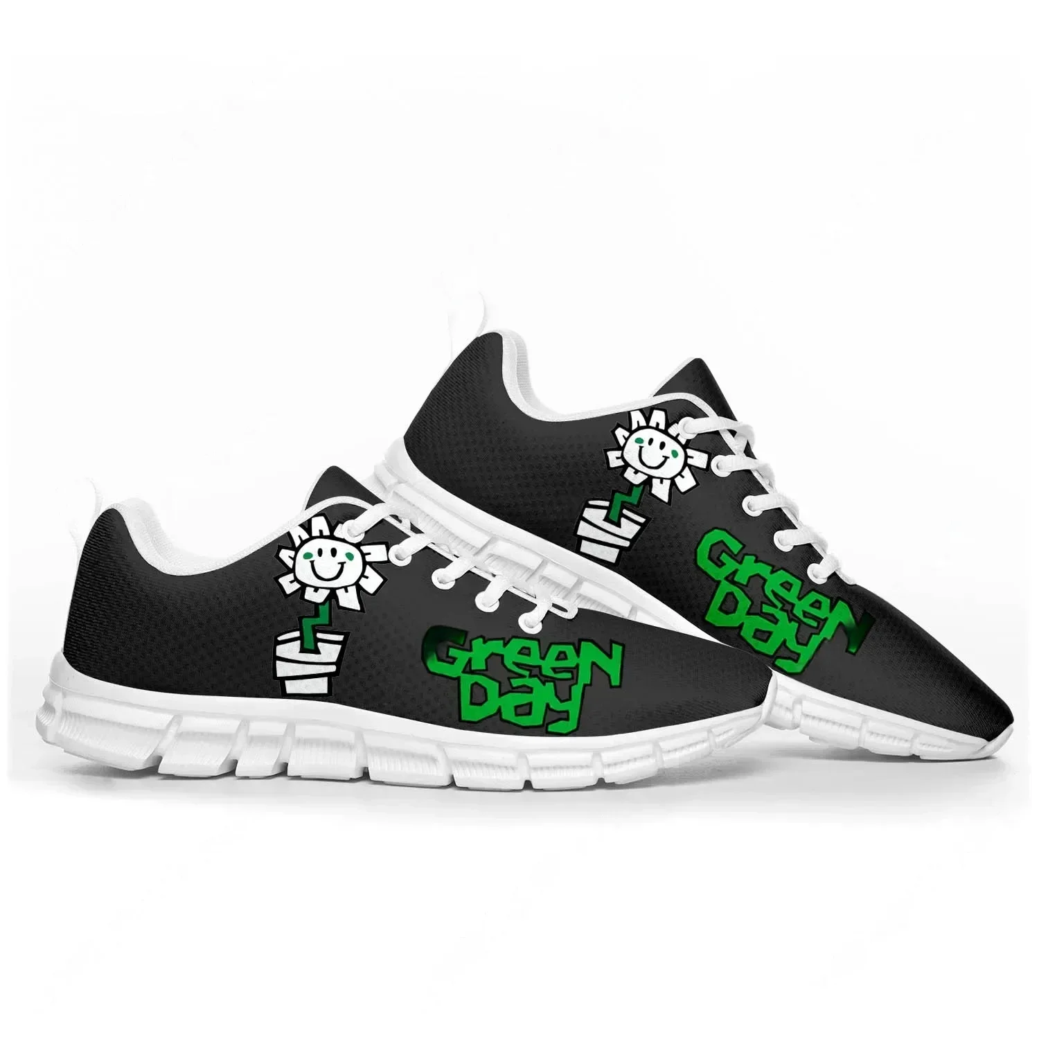Men'S Shoes Green And White - Green Day Pop Rock Band Sports
