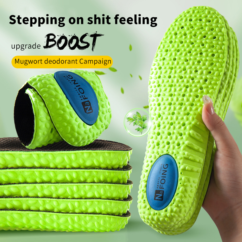 Men'S Shoes Green And White - Sports Shock Absorption Insole Green PU