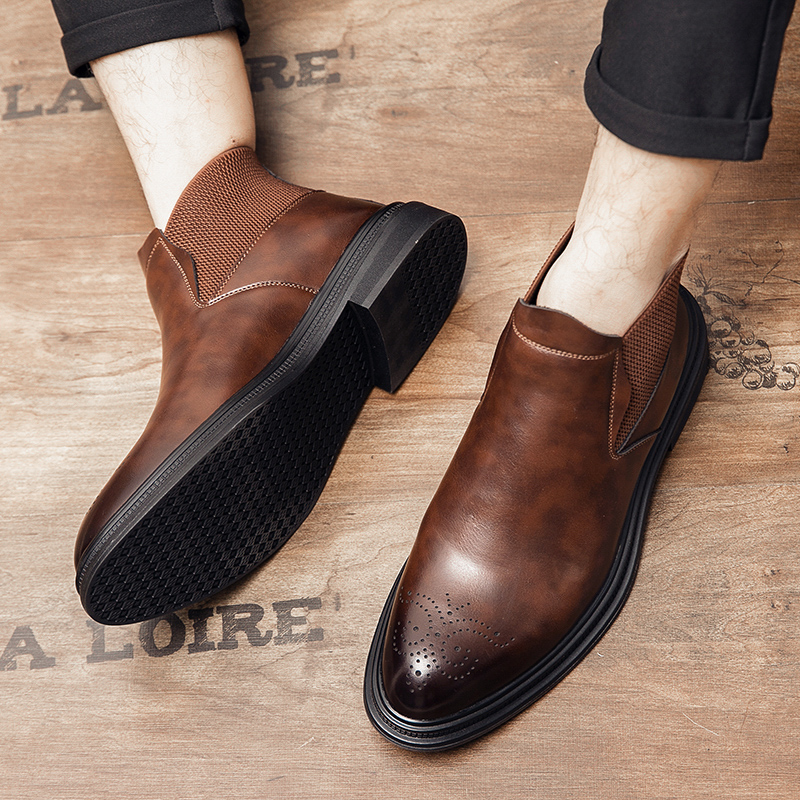 Men'S Shoes Brogues - High-top leather shoes are versatile for