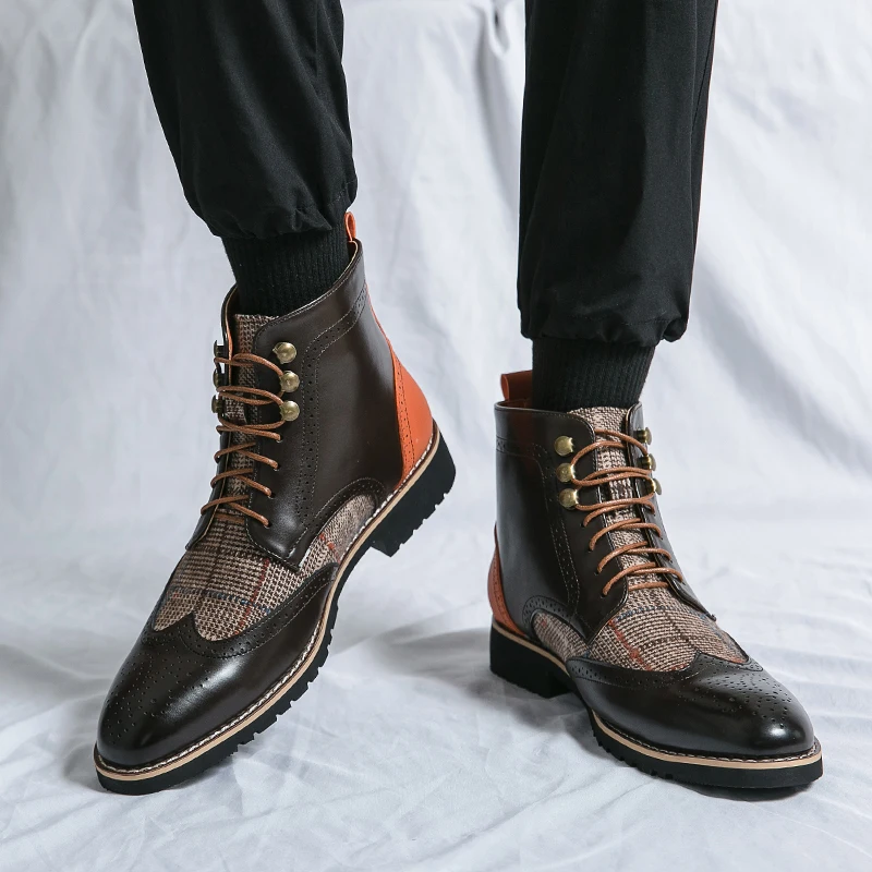 Retro Black High Top Men's Bro - Men'S Shoes Brogues avaliação e preço
