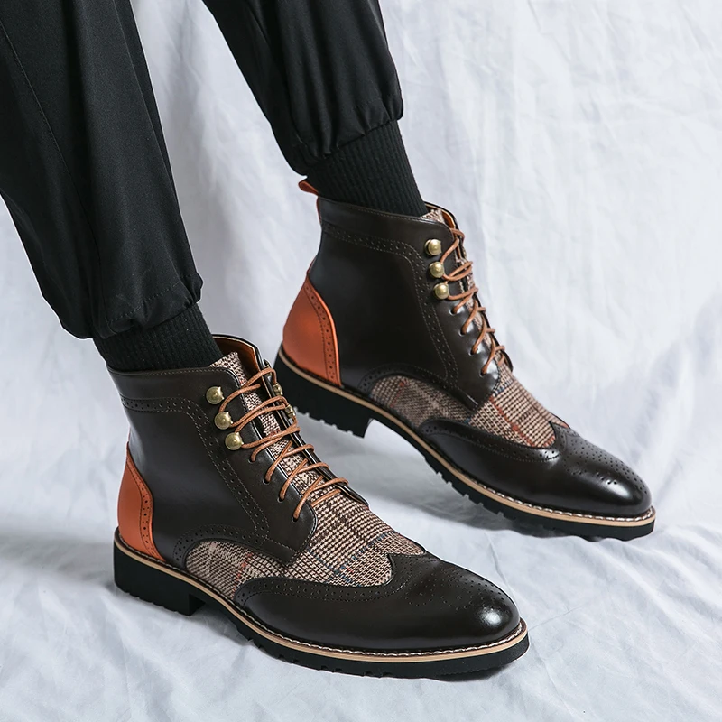 Retro Black High Top Men's Bro - Men'S Shoes Brogues avaliação e preço