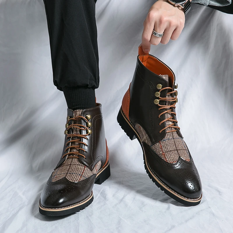 Retro Black High Top Men's Bro - Men'S Shoes Brogues avaliação e preço