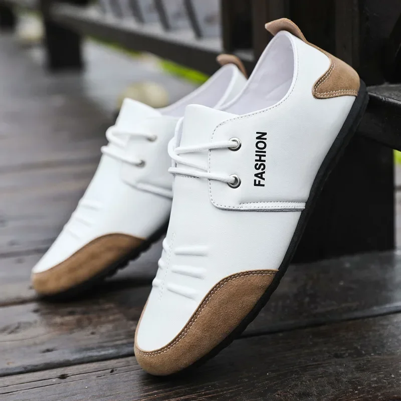 Flat Men Shoes Leisure Leather - Men'S Shoes Green And White avaliação e preço