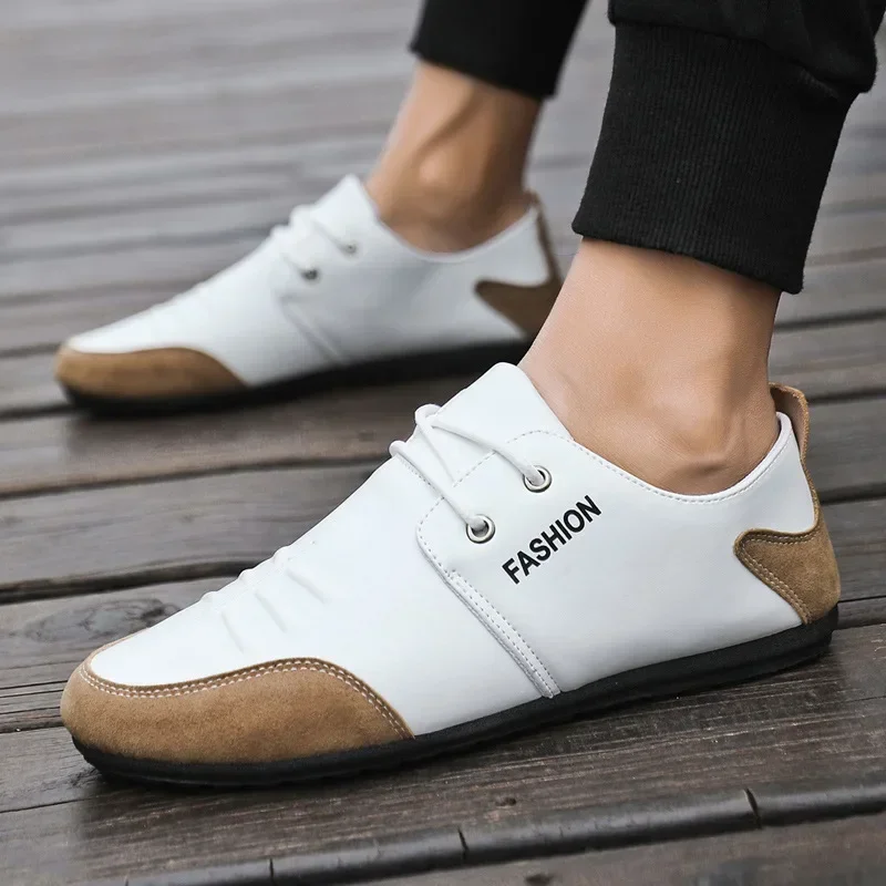 Flat Men Shoes Leisure Leather - Men'S Shoes Green And White avaliação e preço