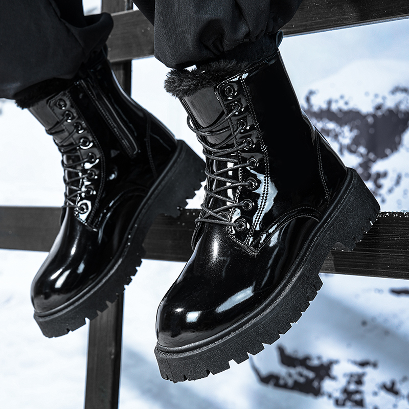 Men's warm plush high-top boot - Men'S Shoes For Work avaliação e preço