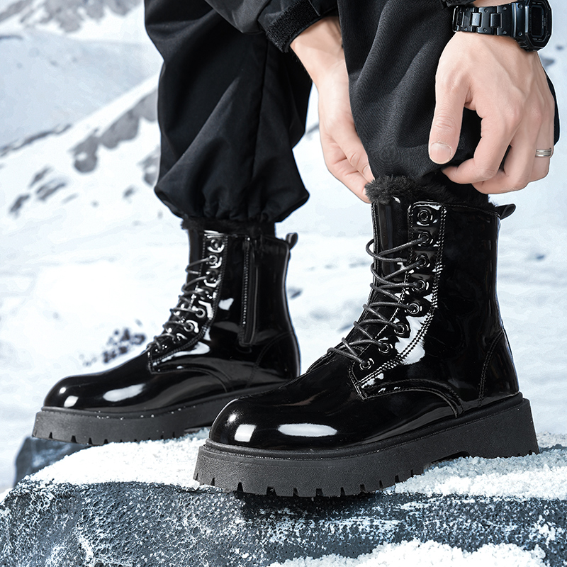 Men's warm plush high-top boot - Men'S Shoes For Work avaliação e preço