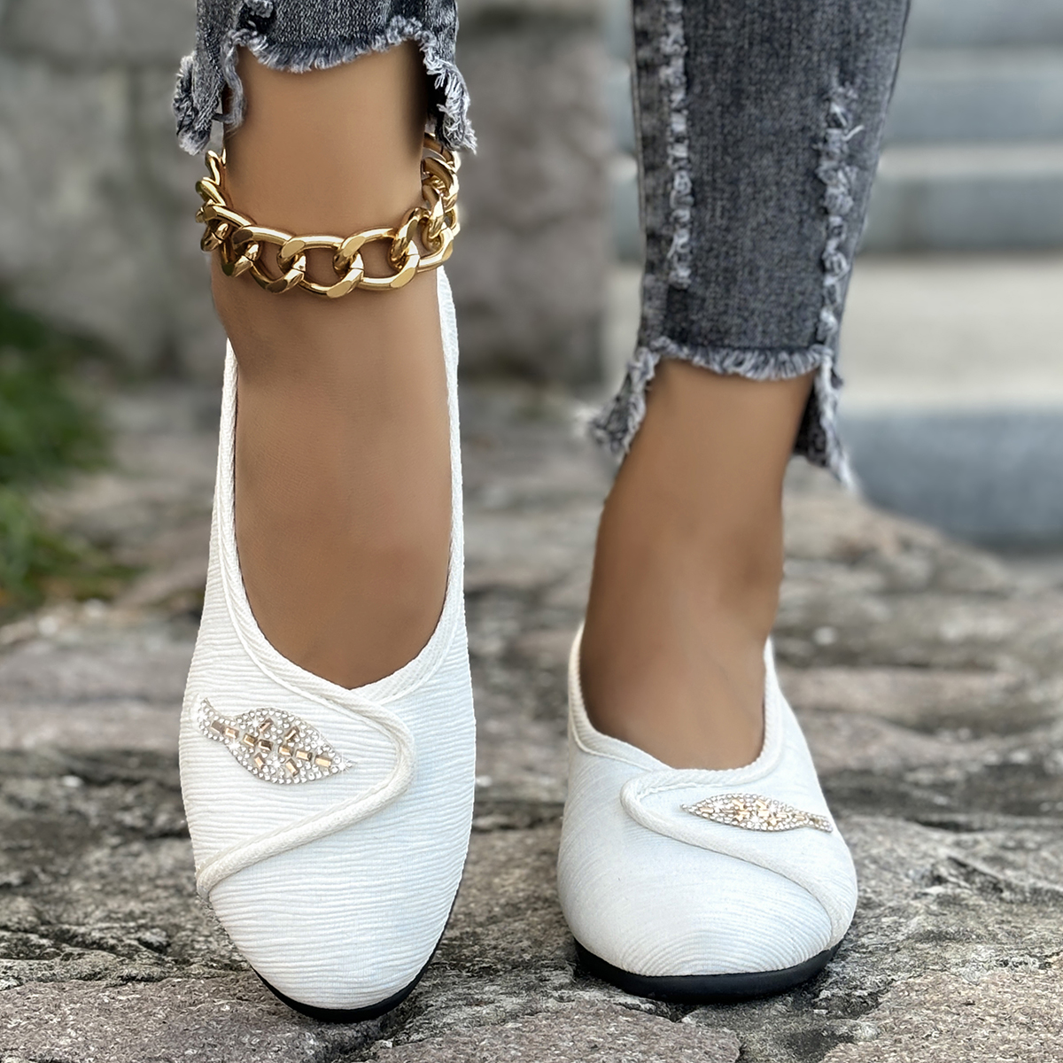 Women's Elegant Rhinestone Fla - Men Shoes Designer avaliação e preço