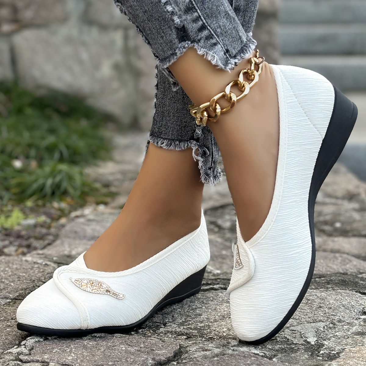 Women's Elegant Rhinestone Fla - Men Shoes Designer avaliação e preço