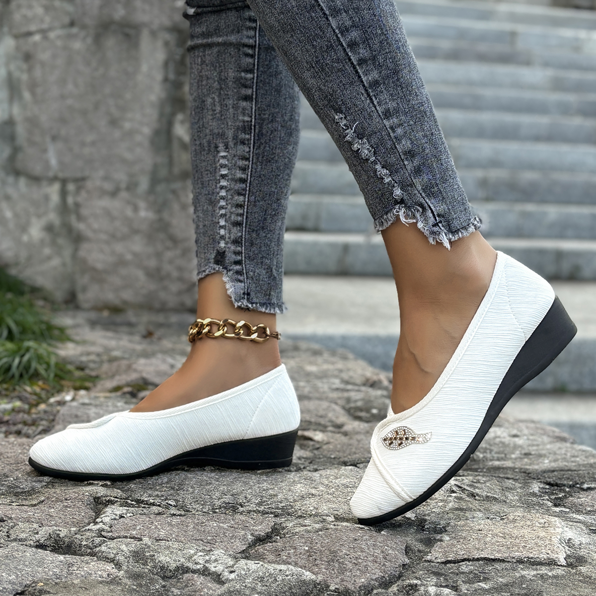 Women's Elegant Rhinestone Fla - Men Shoes Designer avaliação e preço