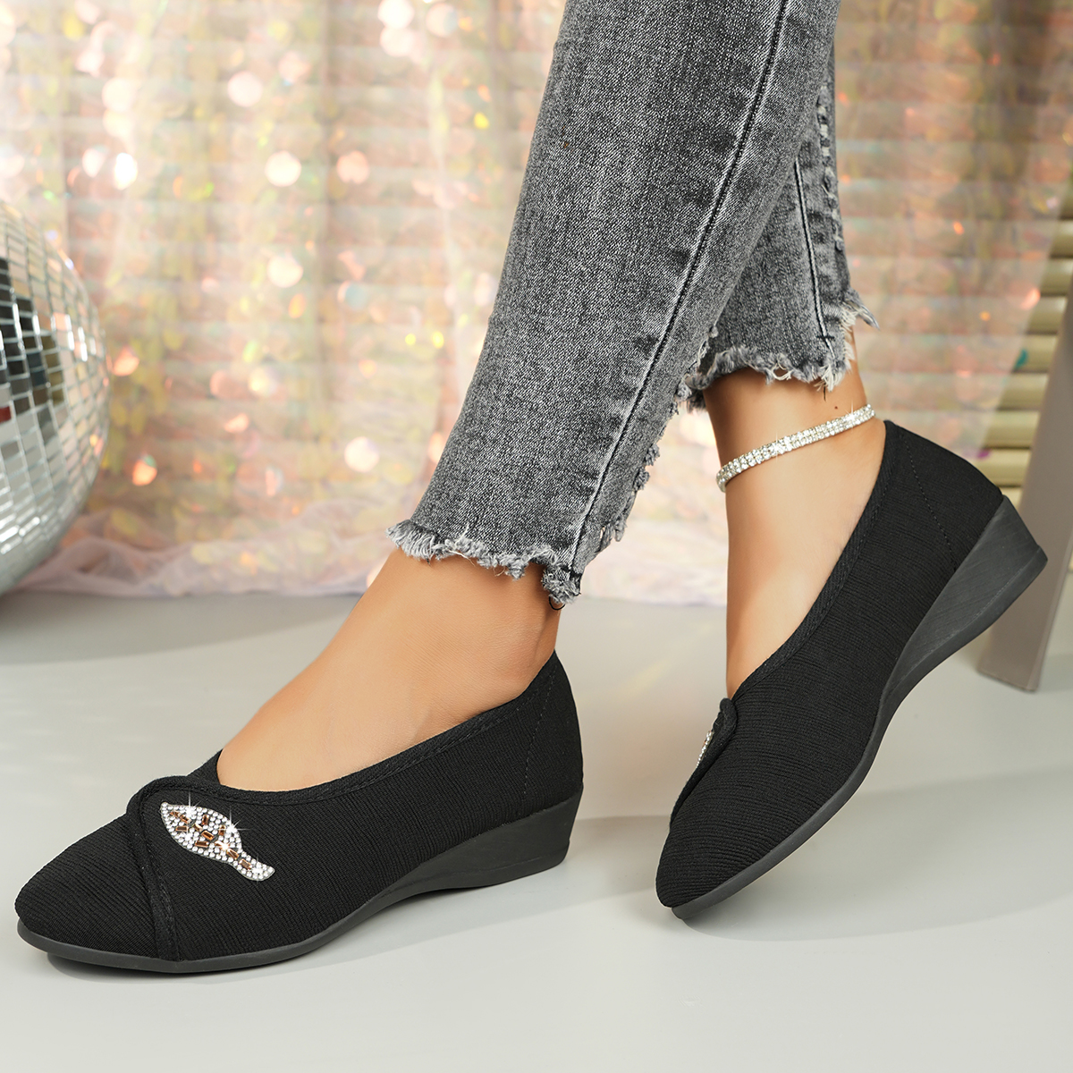 Women's Elegant Rhinestone Fla - Men Shoes Designer avaliação e preço