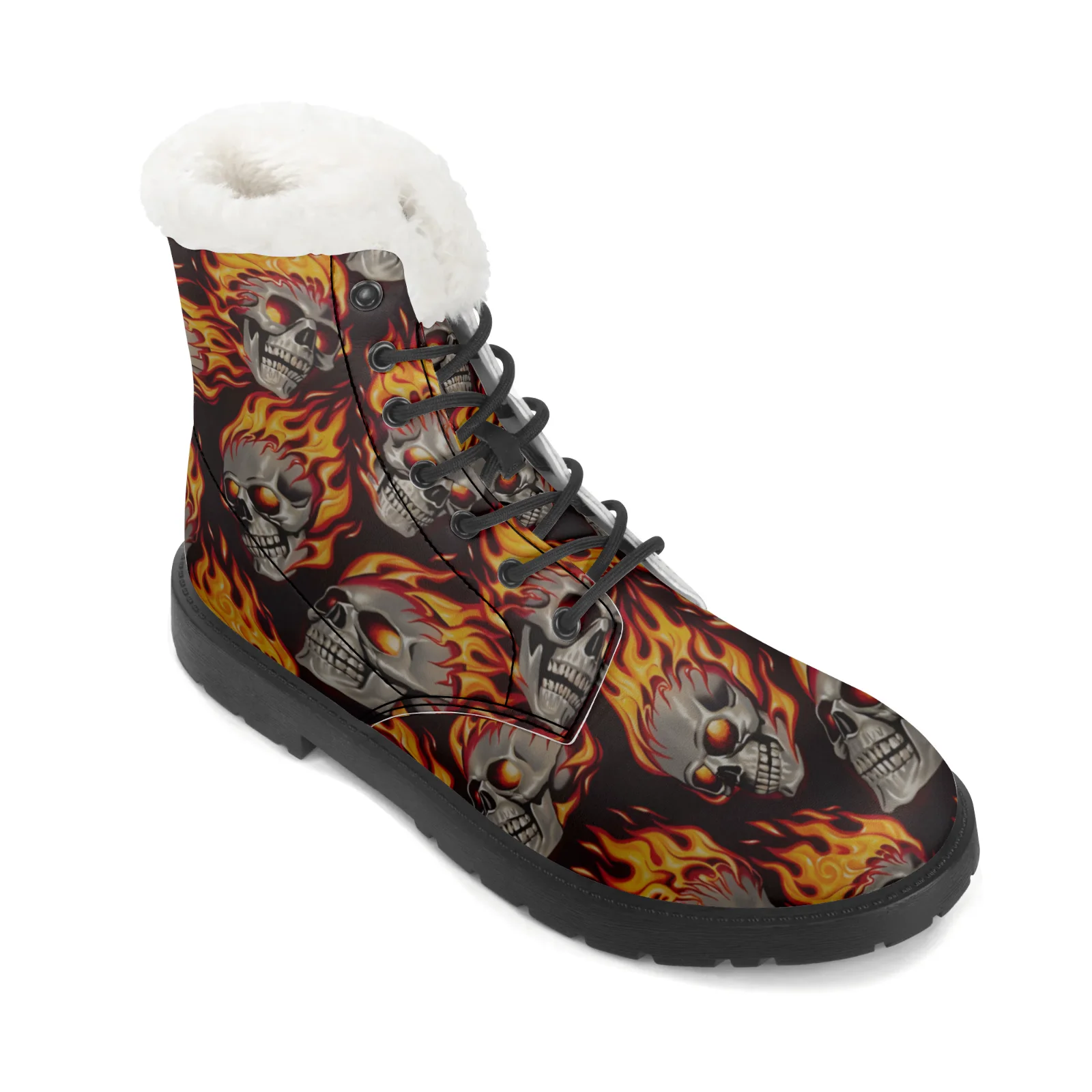 Fire Skull Patterns Snow Boots - Men Shoes Eu To Us avaliação e preço
