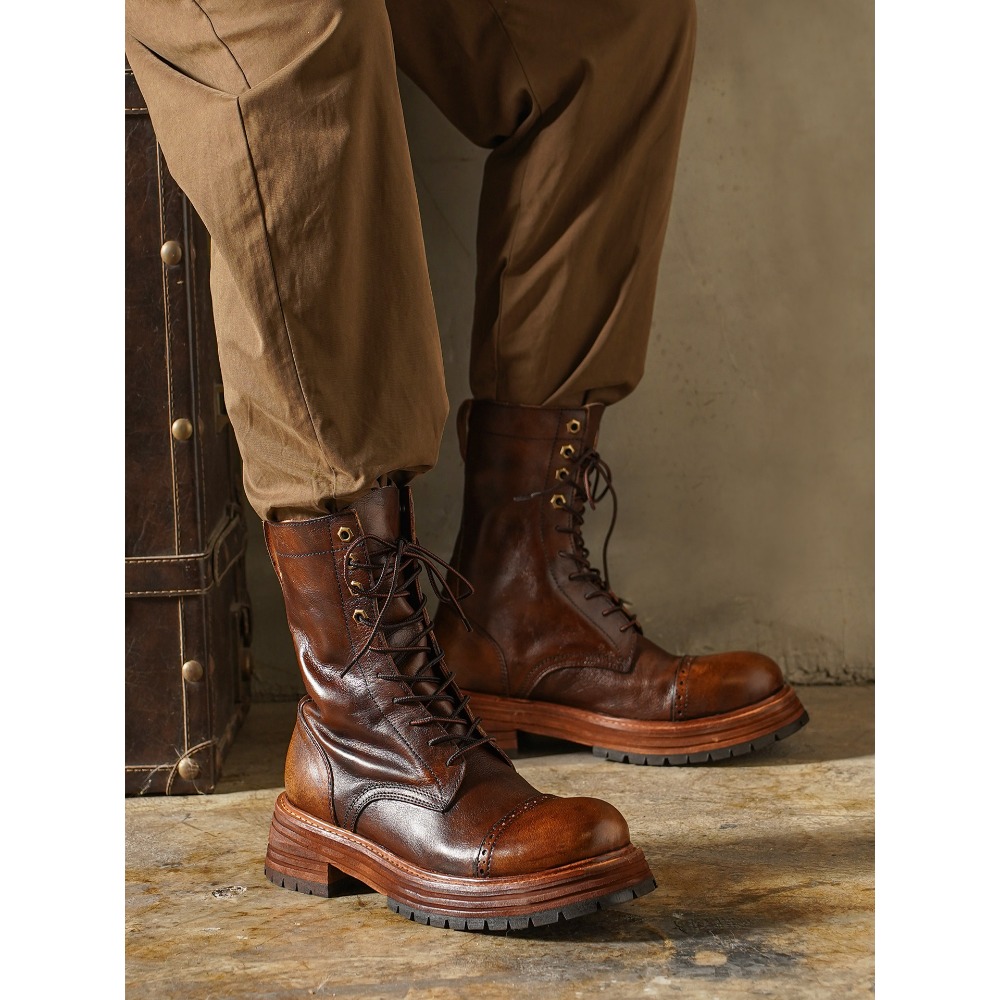 Men's Genuine Leather Motorcyc - Men'S Shoes Brogues avaliação e preço