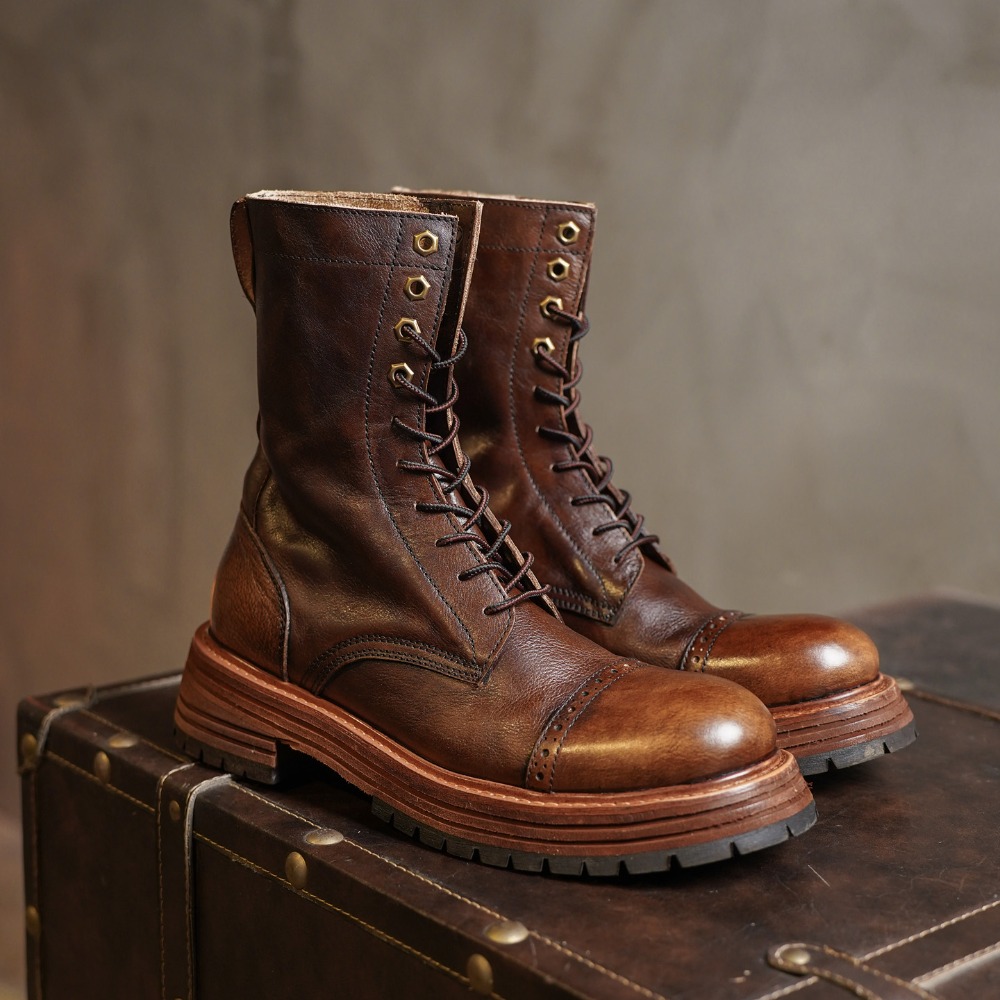 Men's Genuine Leather Motorcyc - Men'S Shoes Brogues avaliação e preço