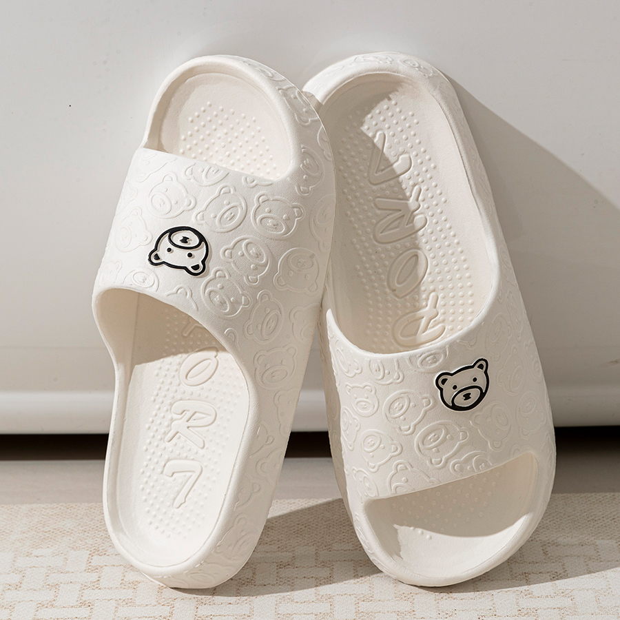 Printting Cute Bear Women Slip - Men Shoes Size avaliação e preço