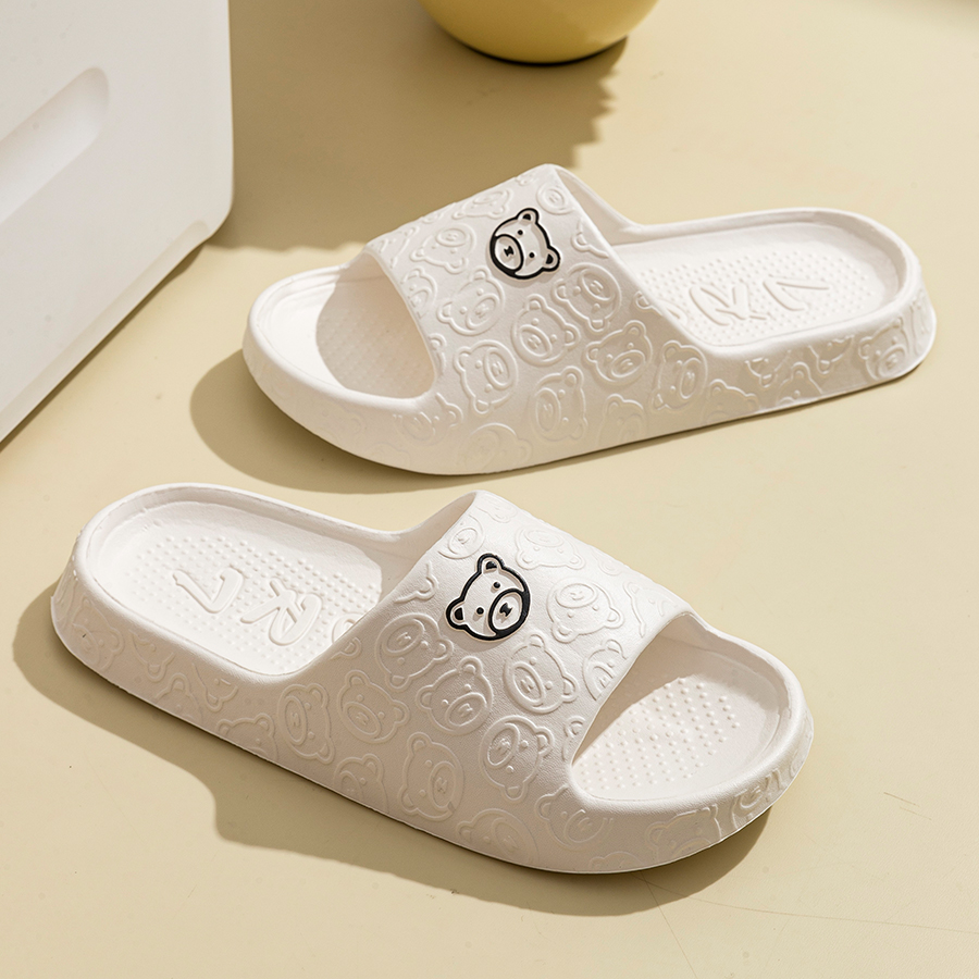 Printting Cute Bear Women Slip - Men Shoes Size avaliação e preço