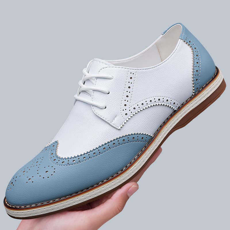 Mens White Blue Two Tone Brogu - Men'S Shoes Brogues avaliação e preço