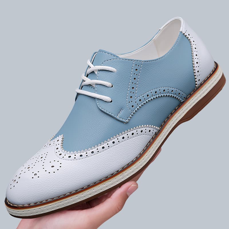 Mens White Blue Two Tone Brogu - Men'S Shoes Brogues avaliação e preço
