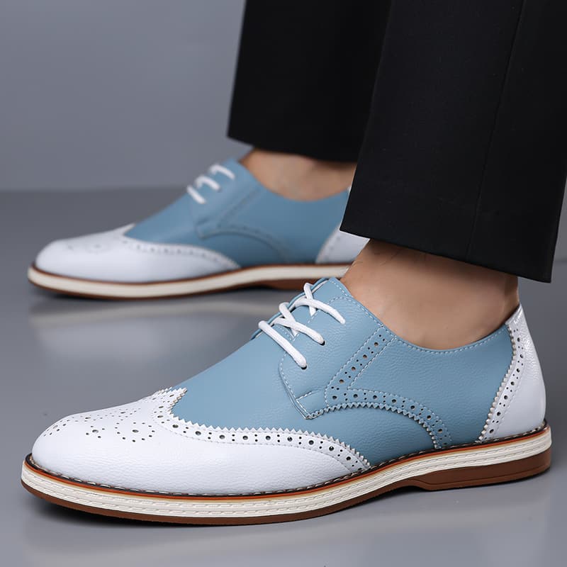 Mens White Blue Two Tone Brogu - Men'S Shoes Brogues avaliação e preço