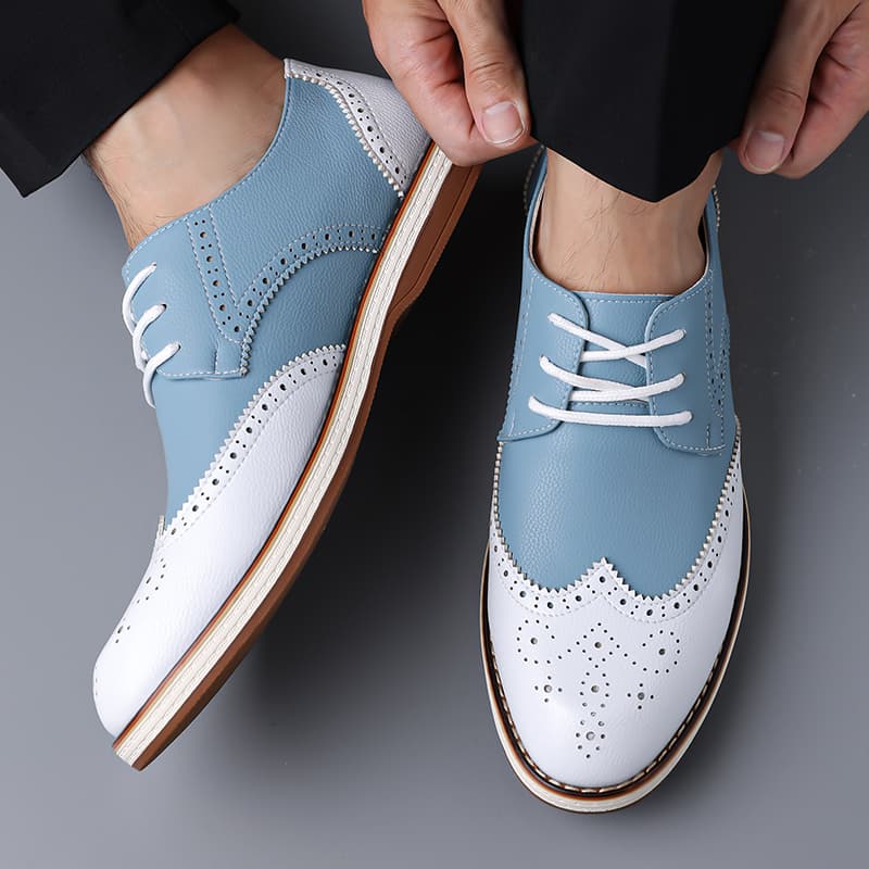Mens White Blue Two Tone Brogu - Men'S Shoes Brogues avaliação e preço