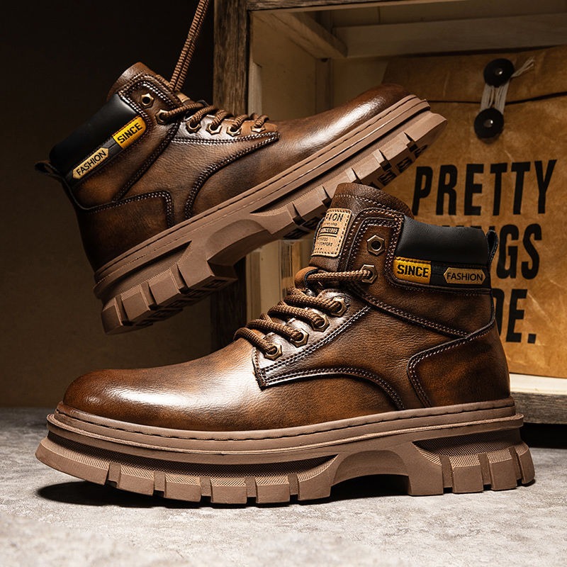 Vintage Men Platform Ankle Boo - Men'S Shoes For Work avaliação e preço