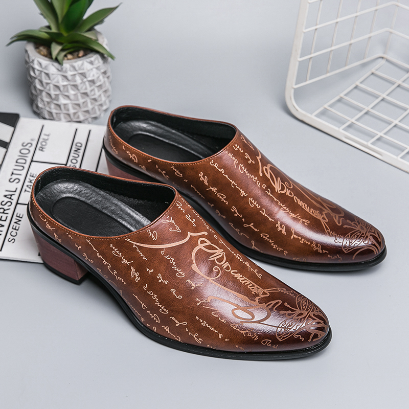 Men Brown Leather Mules Slippe - Men Shoes Office avaliação e preço