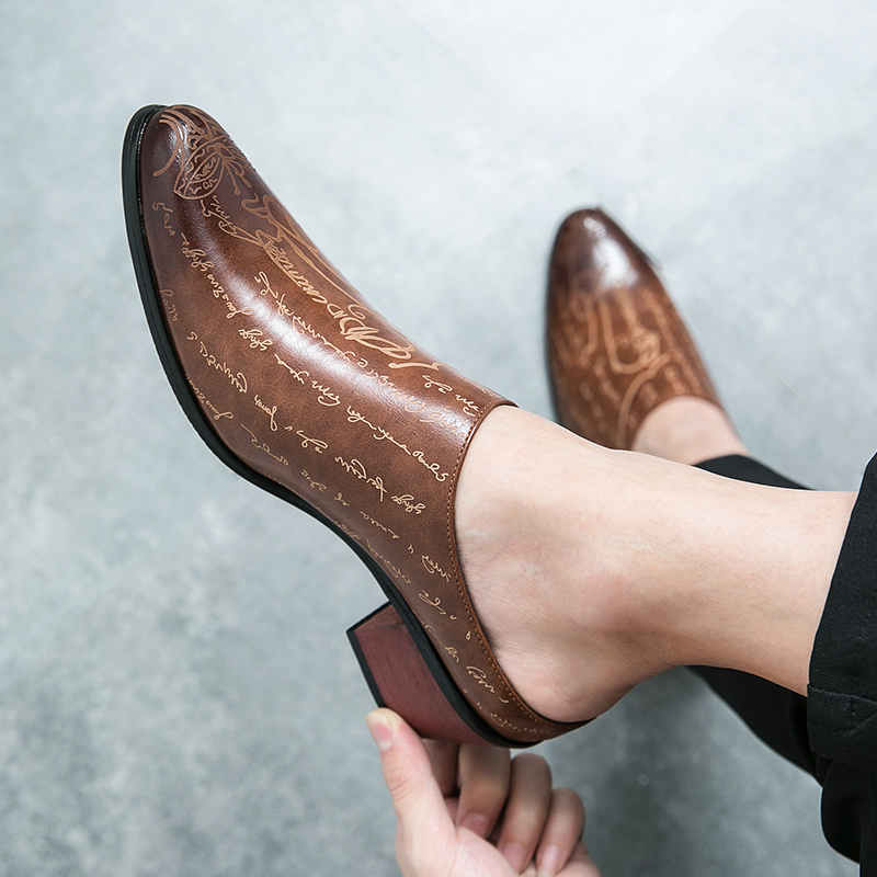 Men Brown Leather Mules Slippe - Men Shoes Office avaliação e preço