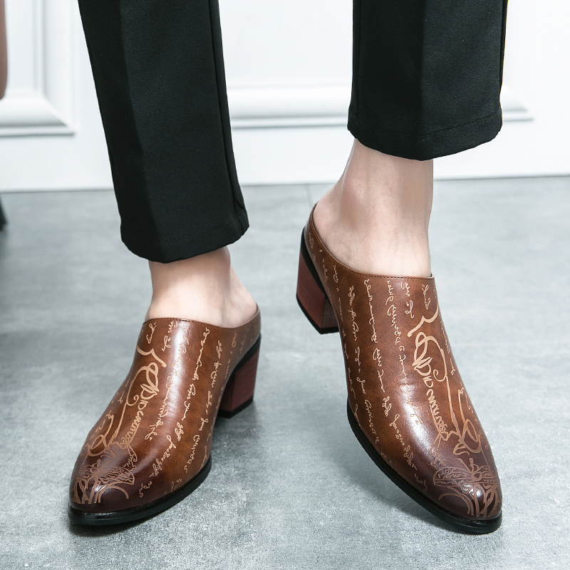 Men Brown Leather Mules Slippe - Men Shoes Office avaliação e preço
