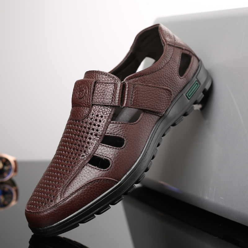 Men's Genuine Leather Sandals  - Men Shoes Eu To Us avaliação e preço
