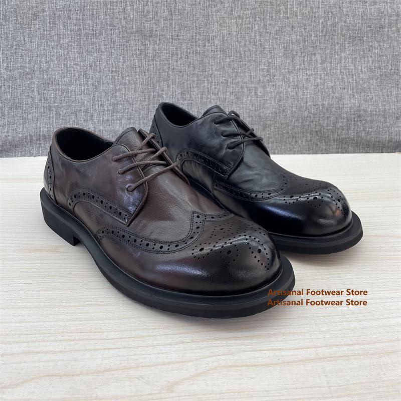 Carving Brogue Shoes for Men B - Men'S Shoes Brogues avaliação e preço